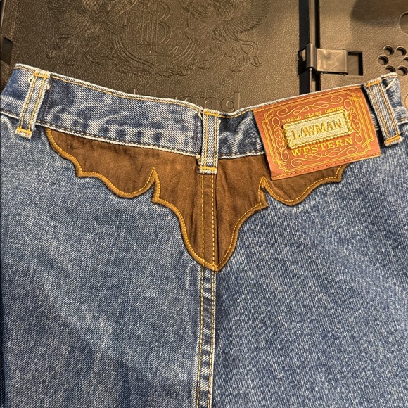 VINTAGE LAWMAN WOMENS JEANS WITH FAUX LEATHER DETAIL - Picture 6 of 14